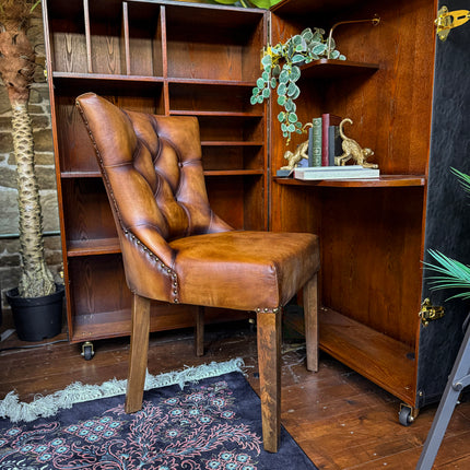 Riley Chesterfield Dining Chair in Leather - New