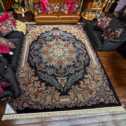 Rug Black Moonflower (Various Sizes)