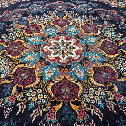 Rug Black Moonflower (Various Sizes)