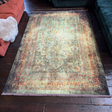 Rug Distressed Moss Green (Various Sizes)