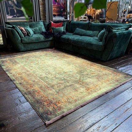 Rug Distressed Moss Green (Various Sizes)