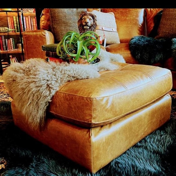 William Footstool in Aniline Brown Leather