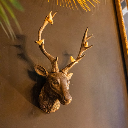 Rustic Stag Head with Robins
