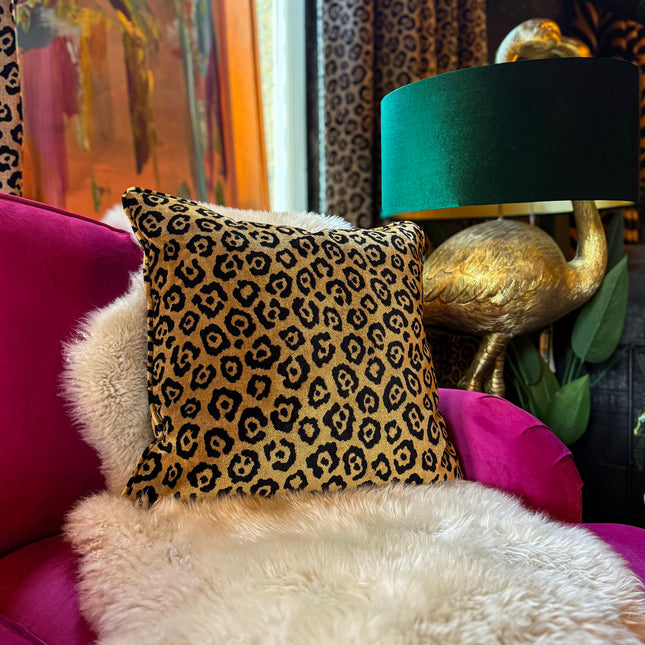 Cushion in Leopard Gold Feather Filled (Various Sizes)