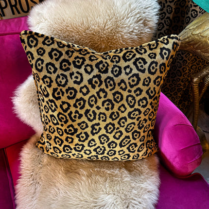 Cushion in Leopard Gold Feather Filled (Various Sizes)