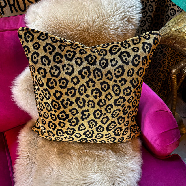 Cushion in Leopard Gold Feather Filled (Various Sizes)