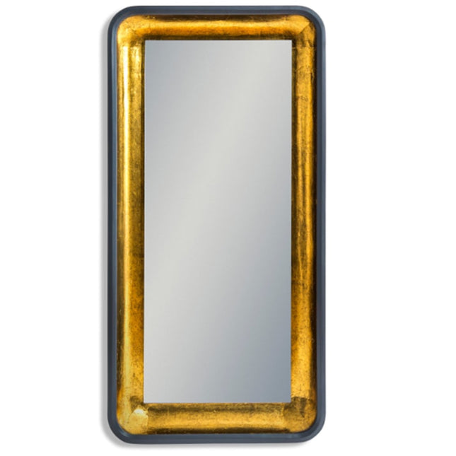 Rectangular Black & Antique Gold Mirror with LED Lighting