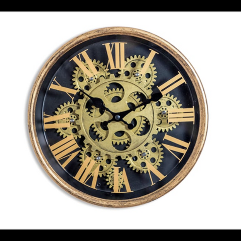 Small Black & Gold Clock Moving Gears