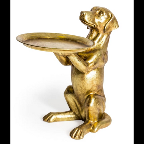Antique Gold Labrador Holding Tray Ornament