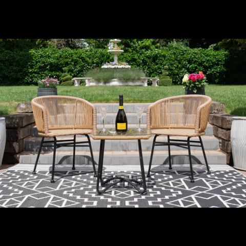 Rattan Outdoor Garden Table & Two Chairs