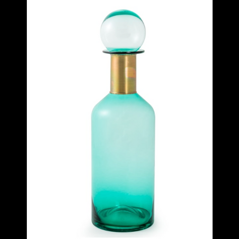 Tall Teal Glass Apothecary Bottle