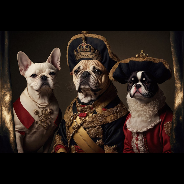 Tempered Glass Wall Art - Royal 3 Dogs