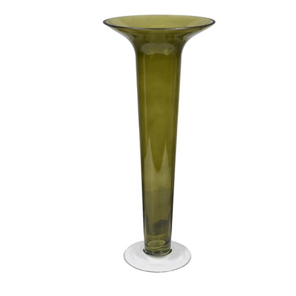 Medium Olive Fluted Glass Vase