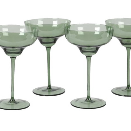 Set of 4 Olive Green Martini Glasses