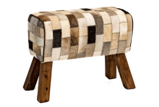 Patchwork Leather Hide Pommel Stool Bench - Clearance