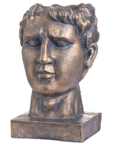 Antique Bronze Roman Head Planter