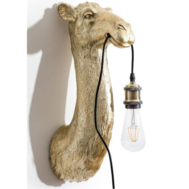 Antique Gold Camel Head Wall Lamp