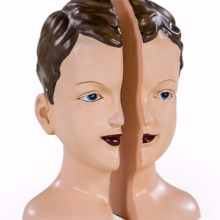 Antiqued Split Deco Head Bookends