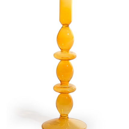 Amber Glass Candle Holder - Clearance