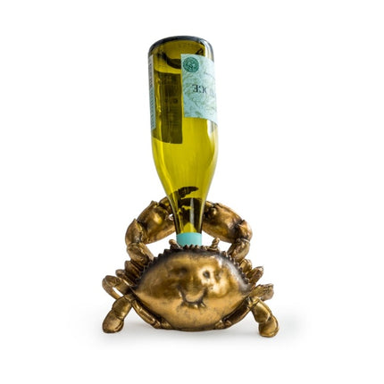 Antique Gold Thirsty Crab Wine Bottle Holder