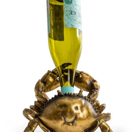 Antique Gold Thirsty Crab Wine Bottle Holder