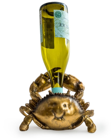 Antique Gold Thirsty Crab Wine Bottle Holder