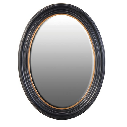 Large Black and Gold Oval Wall Mirror