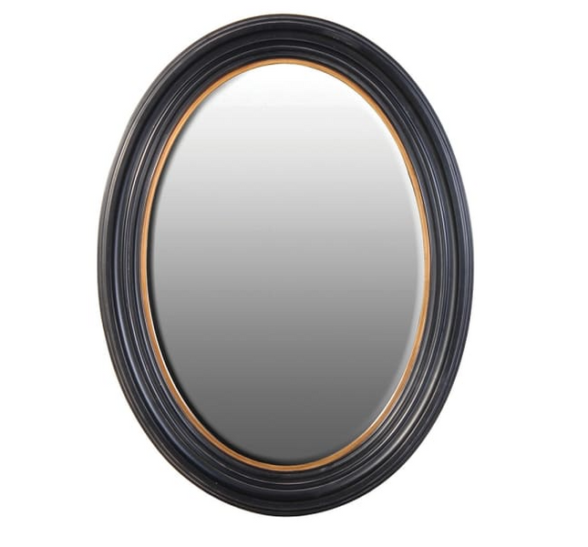 Large Black and Gold Oval Wall Mirror