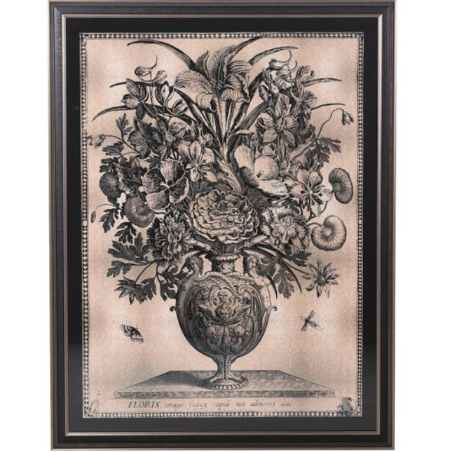 Framed Sepia Flower Vase Print