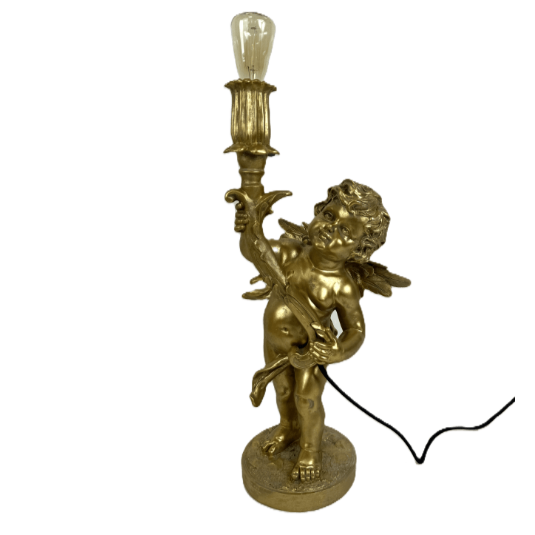 Antique Gold Standing Cherub Table Lamp