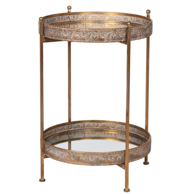 Gold & Mirrored Round Tray Table