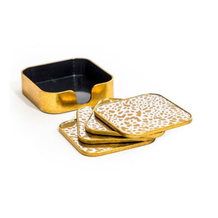 Set of 4 Coasters in Leopard Print