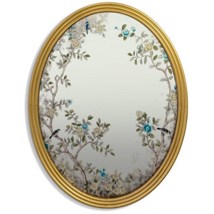 Large Oval Botanical Glass Wall Mirror - New