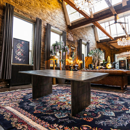 Timothy Aviator Dining Table with Antique Brass Finish - (Various Sizes) - New