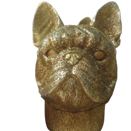 Gold Dog Head Desk Organiser Pot