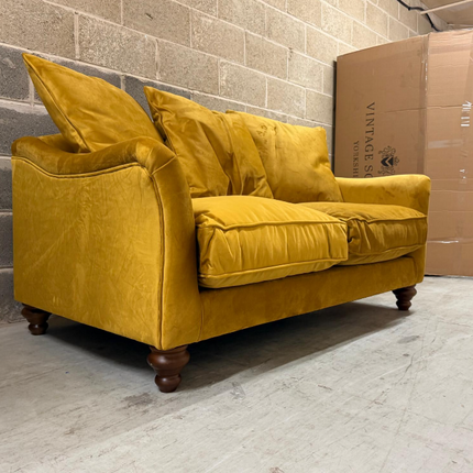 Bugsby 2 Seater Sofa in Plush Mustard Velvet - Ex Display