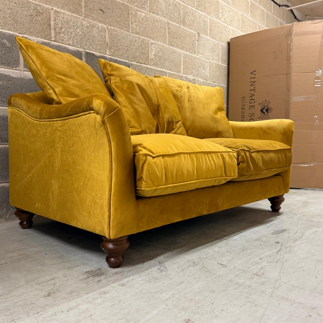 Bugsby 2 Seater Sofa in Plush Mustard Velvet - Ex Display