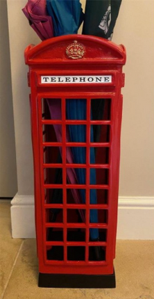 Vintage Street Phone Booth Umbrella Stand – Red Aluminium