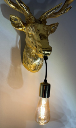 Stag Head Wall Light in Gold Aluminium