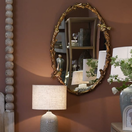 Antique Gold Birds Framed Mirror