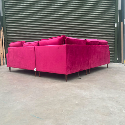 Albert 2 Corner 2 Sofa in Pink Cerise Velvet - Factory Seconds