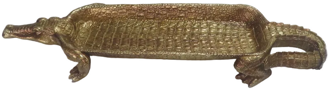 Large Gold Crocodile Tray Decoration