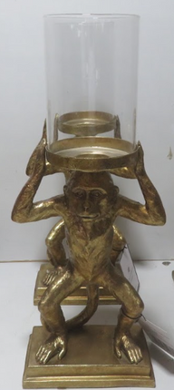 Sculptural Monkey Hurricane Candle Holder