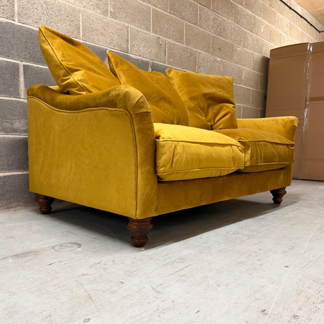 Bugsby 2 Seater Sofa in Plush Mustard Velvet - Ex Display