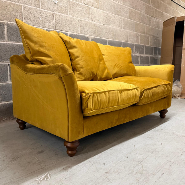 Bugsby 2 Seater Sofa in Plush Mustard Velvet - Ex Display