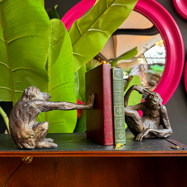 Sculptural Monkey Bookends Set of 2