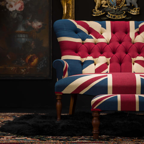 Selfridges Small Footstool in Union Jack Tapestry Fabric