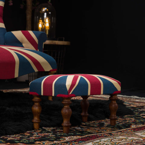 Selfridges Small Footstool in Union Jack Tapestry Fabric