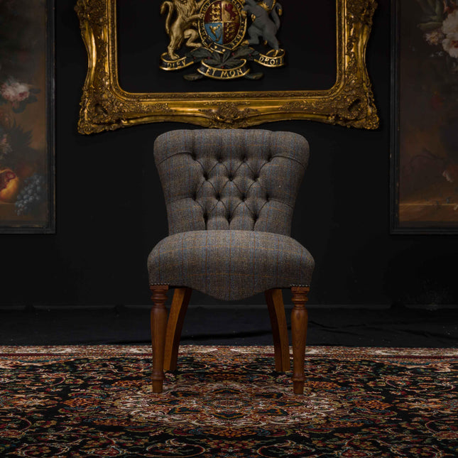 Selfridges Buttoned Dining Chair in Harris Tweed Grey