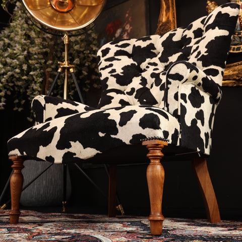 Selfridges Buttoned Wing Chair in Cow Print Velvet